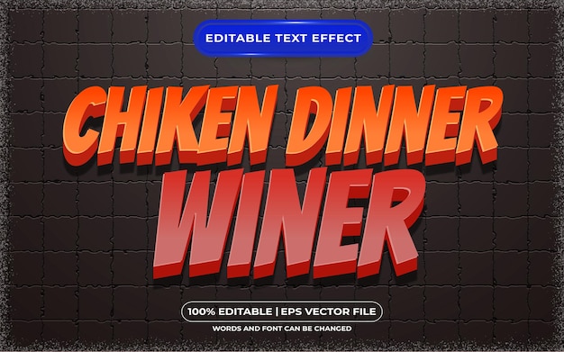 Dîner De Poulet Dessin Animé Effet De Texte Modifiable Et Style De Jeu