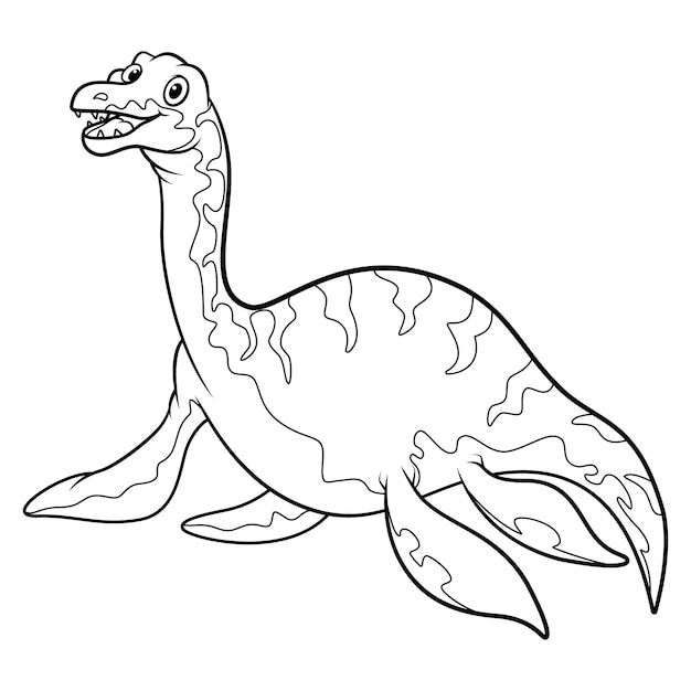 Dinosaure De Dessin Animé Plesiosaurus Sur Fond Blanc