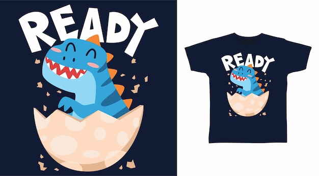 Dinosaure Mignon De Bébé Dans La Conception De T-shirt De Coquille D'oeuf