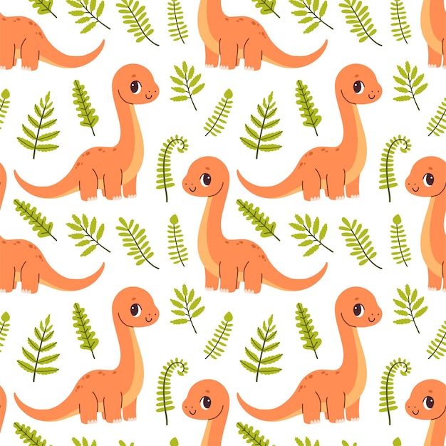 Vecteur dinosaure mignon motif sans couture dinosaures de couleur mignon pour les enfants de la pépinière vêtements des enfants motif