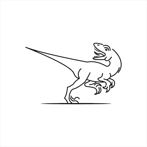 Dinosaure Raptor Animal Préhistorique Ancien Vecteur Bête Reptile Monstre Illustration Graphique Ligne A