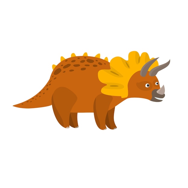 Dinosaure triceratops dessin animé mignon vecteur plat