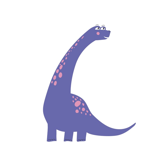 Dinosaure violet mignon isolé sur fond blanc Illustration vectorielle de dessin animé heureux personnage