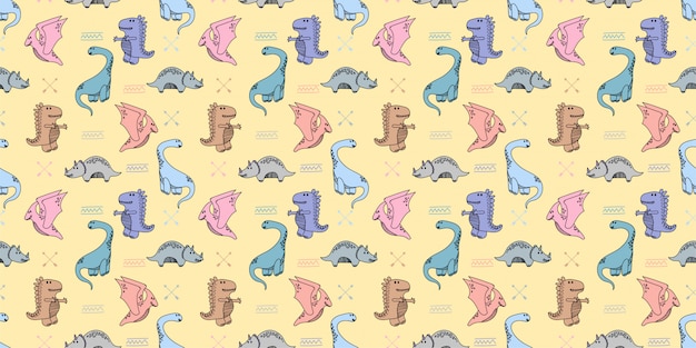 Dinosaures à La Main Doodle Fond Transparent Motif