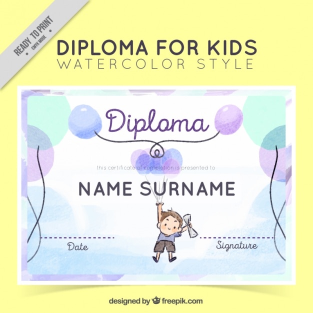 Diplôme D'aquarelle Pour Les Enfants