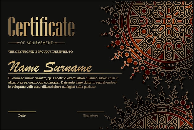 Diplôme De Certificat De Mandala De Luxe