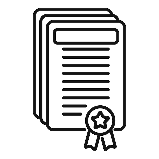 Diplôme collégial icône contour vecteur degré cap université en ligne