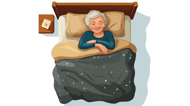 Directement au-dessus de la vue d'une femme âgée souriante qui dort