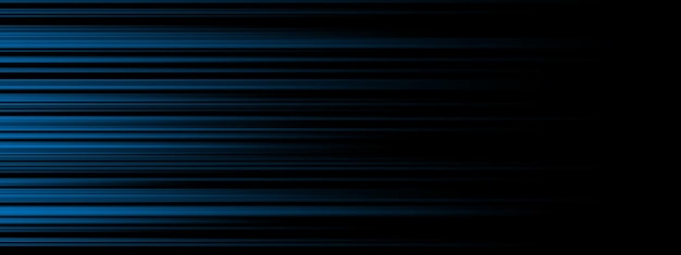Direction de vitesse de l'effet d'éclairage bleu abstrait sur un vecteur de fond noir