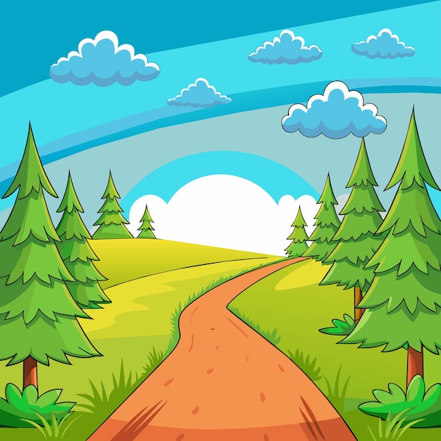 Vecteur dirt road at the edge of the forest illustration vector illustration