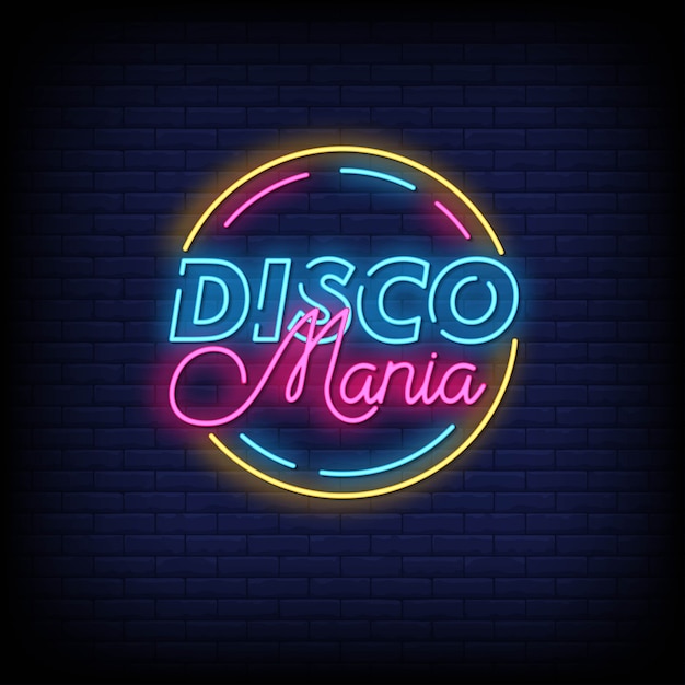 Disco Mania Enseignes Au Néon Style Texte