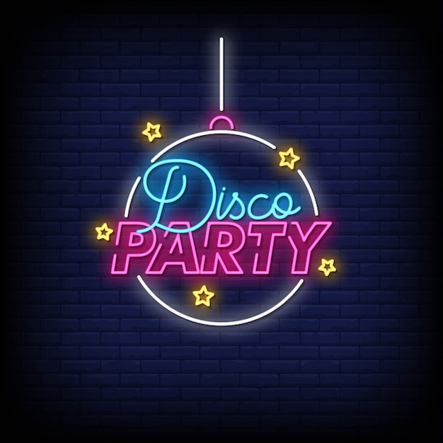 Disco Party Neon Signs Style Vecteur De Texte