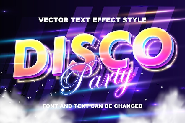 Disco party typographie lettrage 3d effet de texte modifiable style de police modèle fond d'écran