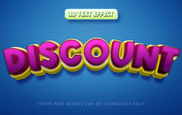 Vecteur discount 3d style d'effet de texte modifiable