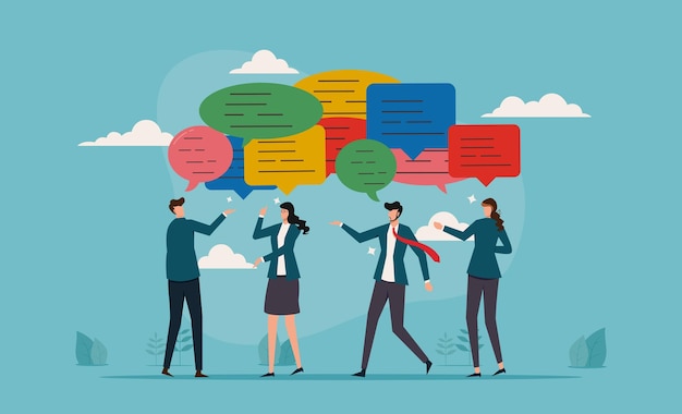 Discussion, conversation ou brainstorming d'idées lors d'une réunion, d'un débat ou d'une conférence de communication d'équipe