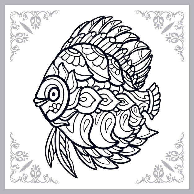 Discuter Des Arts Du Poisson Zentangle Isolés Sur Fond Blanc