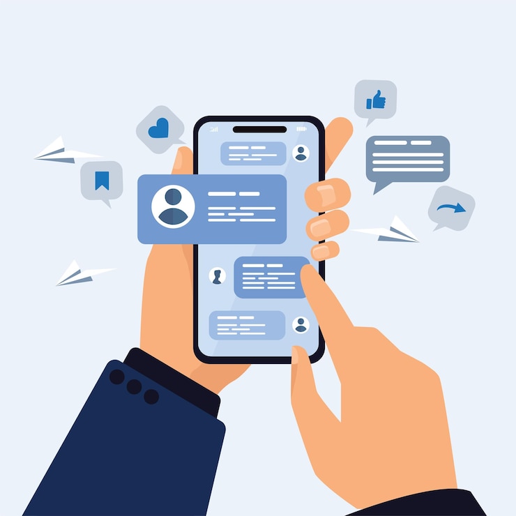 Vecteur discuter à la main au téléphone