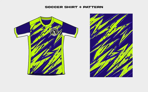 DISNEO DE CAMISETA DE FUTBOL CON DISENO Y PATTERN AZUL Y VERDE SOCCER JERSEY FOOTBALL SOCCER