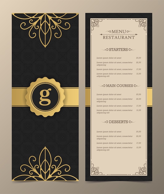 Disposition Du Menu De Luxe Avec Des éléments Ornementaux.