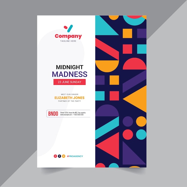 Disposition du modèle de flyer affiche de minuit