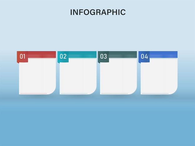 Disposition Du Modèle D'infographie D'entreprise Avec Quatre Options Et Espace De Copie Sur Fond Bleu.