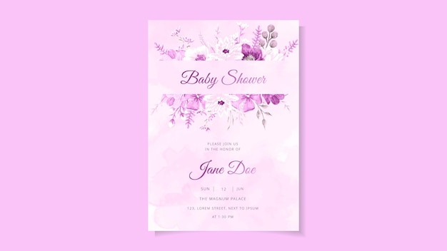 Disposition Florale Colorée De Carte De Douche De Bébé Joli Thème Botanique De Fleurs