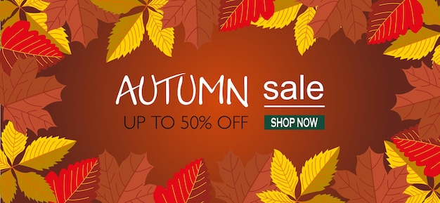 Disposition De Fond De Vente D'automne Décorer Avec Des Feuilles Pour Faire Du Shopping Ou Une Affiche Promotionnelle