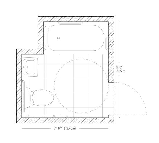 Vecteur la disposition des salles de bains