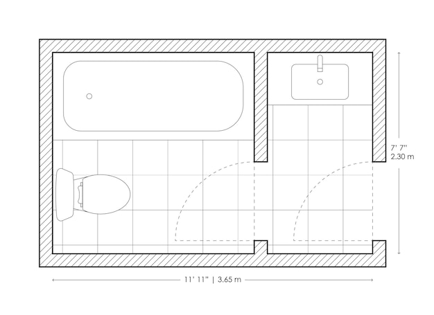 Vecteur la disposition des salles de bains