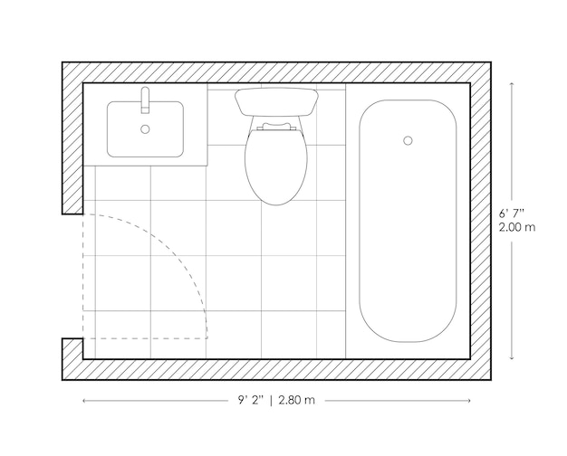 Vecteur la disposition des salles de bains