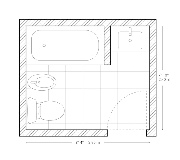 Vecteur la disposition des salles de bains