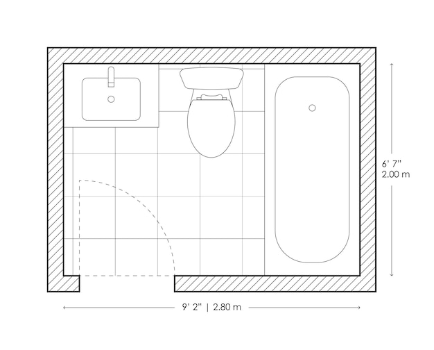 Vecteur la disposition des salles de bains