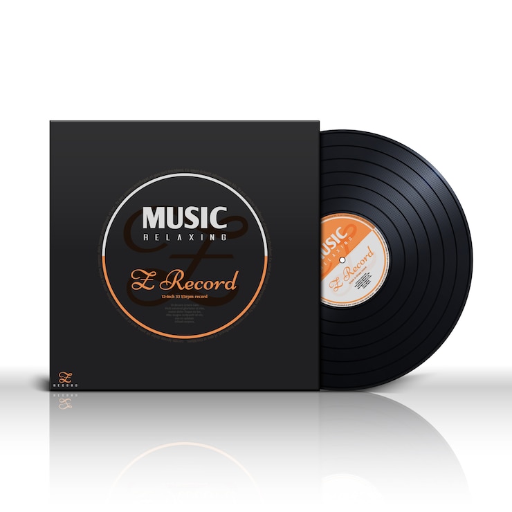 Vecteur disque de vinyle noir stéréo stéréo
