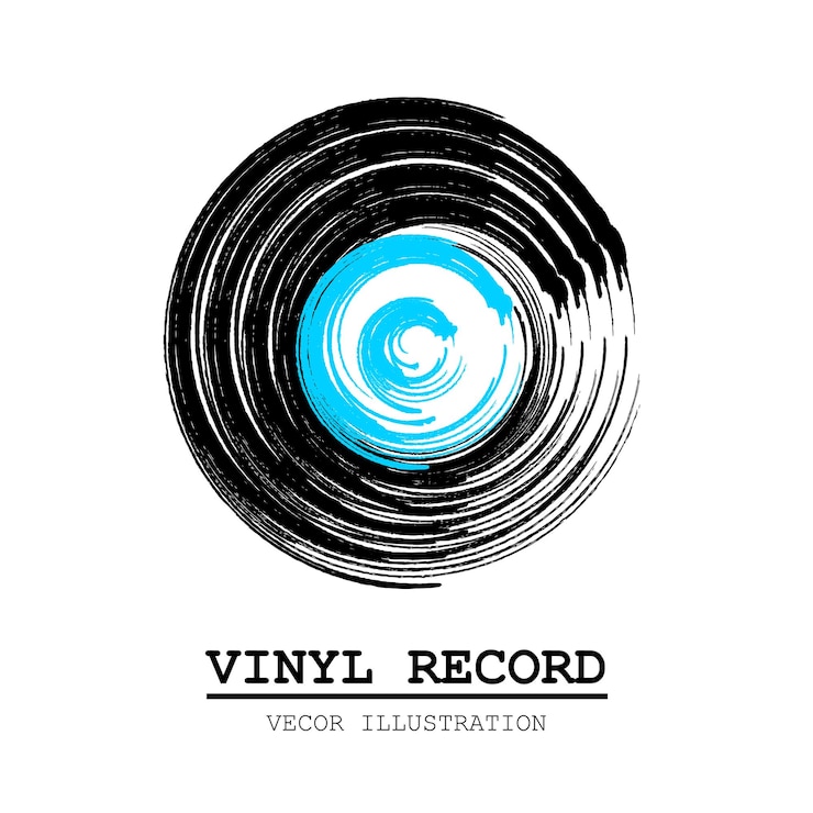 Vecteur disque vinyle rétro logo illustration vectorielle symbole de la musique