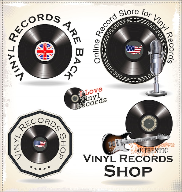 Vecteur disques vinyles