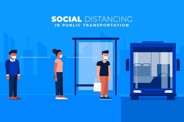 Vecteur distanciation sociale dans les transports publics