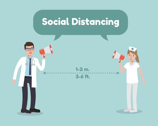 Vecteur distanciation sociale pour la maladie à coronavirus