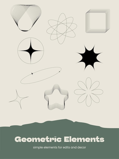 Vecteur distintos elementos geométricos para decoración y ediciones