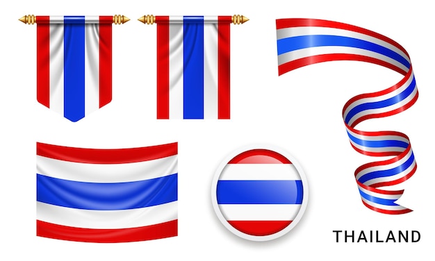 Divers drapeaux de la Thaïlande isolés