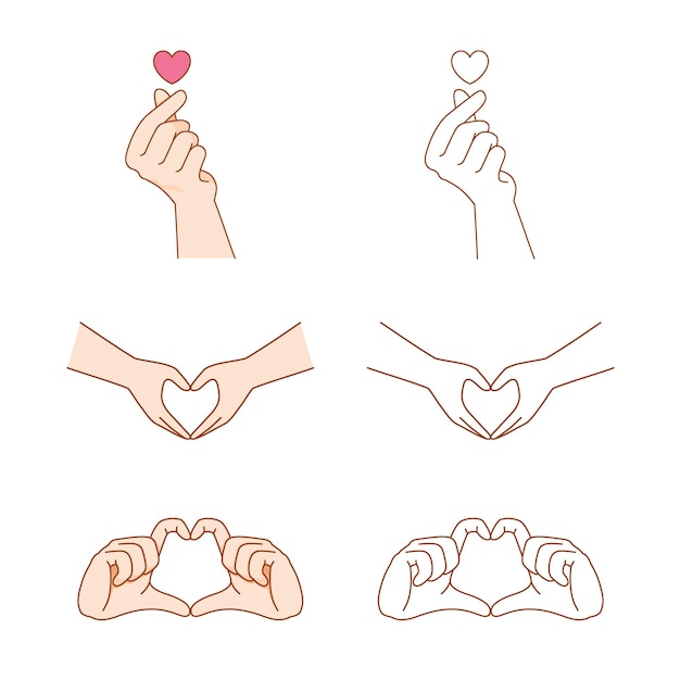 Vecteur divers geste de mains en forme de coeur