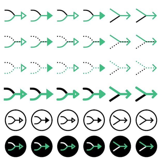 Vecteur divers icônes de flèches liées aux directions