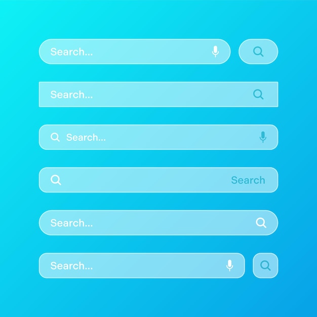 Vecteur divers modèles de barre de recherche transparents moteur de navigateur internet avec barre d'adresse de la boîte de recherche et
