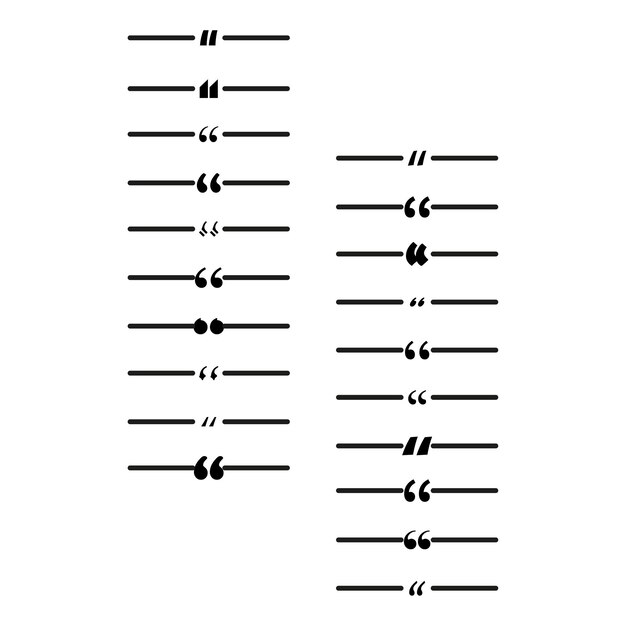 Vecteur divers styles de guillemets avec des éléments de ligne illustration vectorielle eps 10