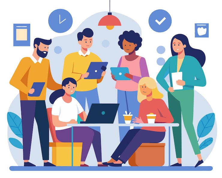 Vecteur diverse personnes travaillant au bureau