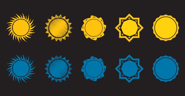 Diverses icônes vectorielles abstraites du soleil Icônes météo