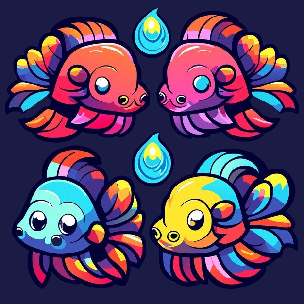 Vecteur diverses illustrations de personnages de jeux de poissons