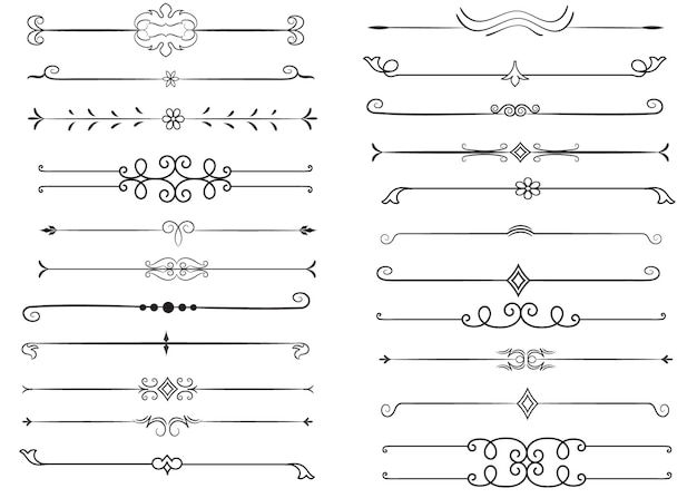 Diviseur De Page Et éléments De Conception Ensemble De Divers Diviseurs Noirs Simples Diviseur De Conception Assorti