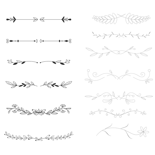 Diviseurs décoratifs Éléments de flèche tourbillonnante de ligne de cœur pour la décoration Éléments calligraphiques