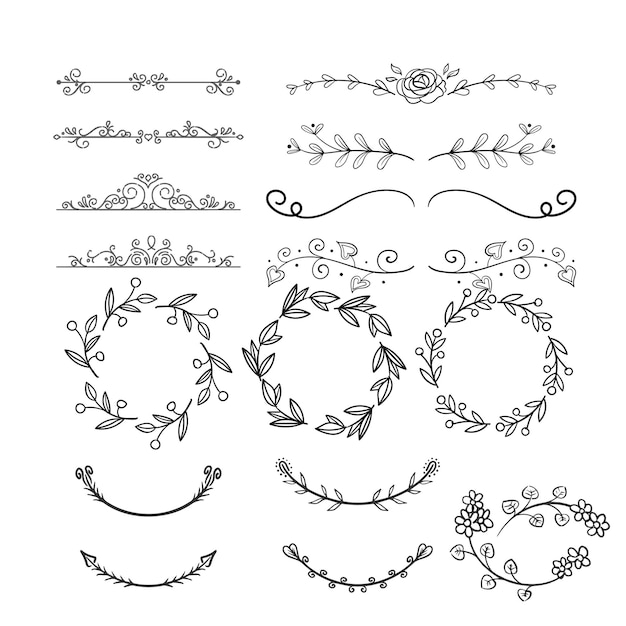 Diviseurs décoratifs Éléments de flèche tourbillonnante de ligne de cœur pour la décoration Éléments calligraphiques