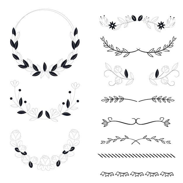 Diviseurs décoratifs Éléments de flèche tourbillonnante de ligne de cœur pour la décoration Éléments calligraphiques